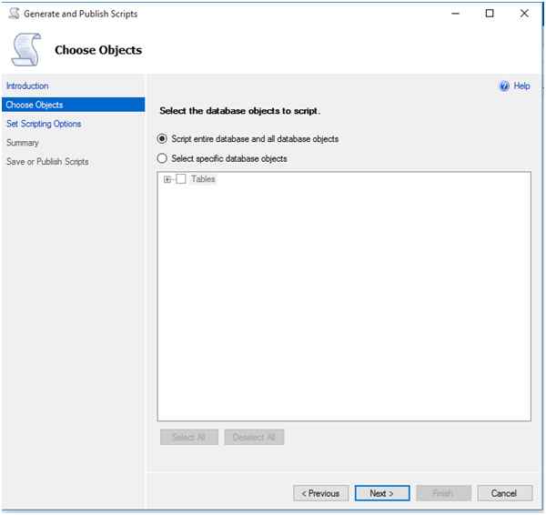 Select specific database
